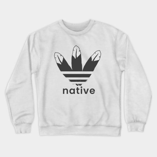 Native American 3 Feather Design Black Crewneck Sweatshirt by Eyanosa